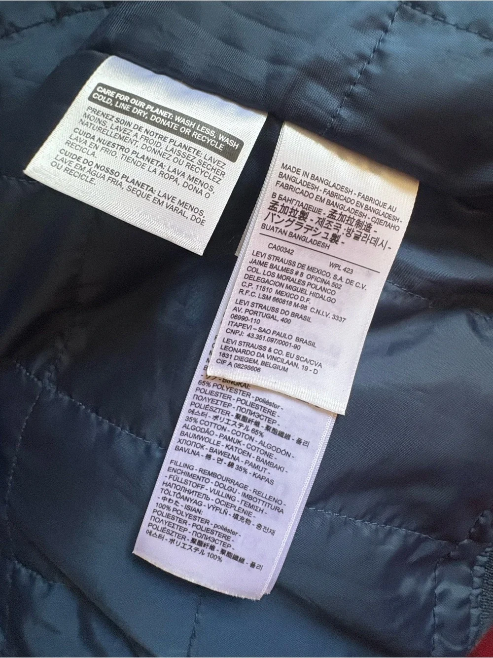 Men's Levi Navy Bomber Jacket Thermal Insulation Size Small